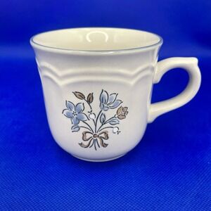 VTG Cordella Stoneware Coffee Or Tea Mug/Cup Blue Floral Bouquet Pattern Japan